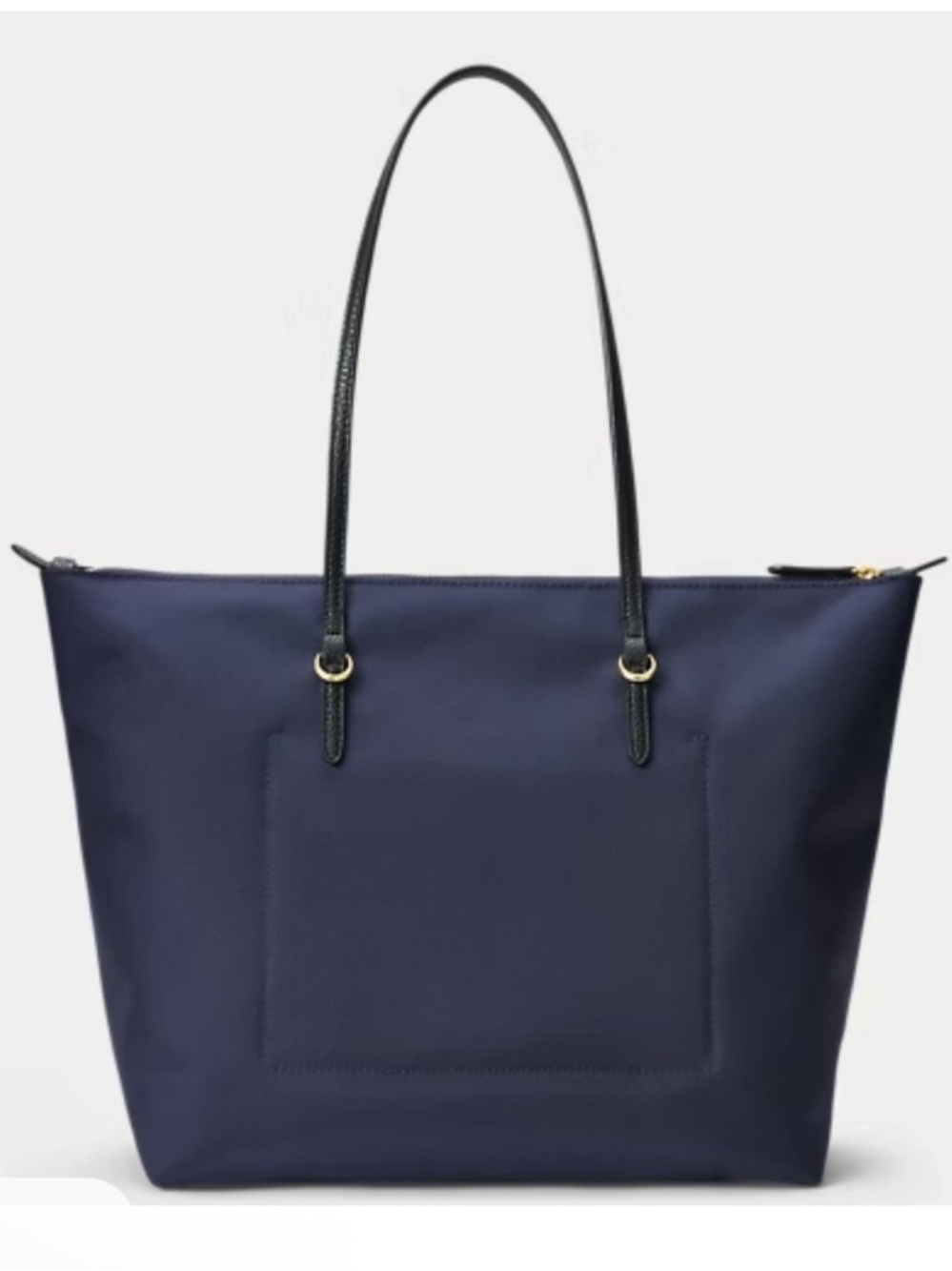 Lauren Ralph Lauren Medium Keaton Tote Bag Nylon Zip Top Closure Blue Black - Picture 5 of 11